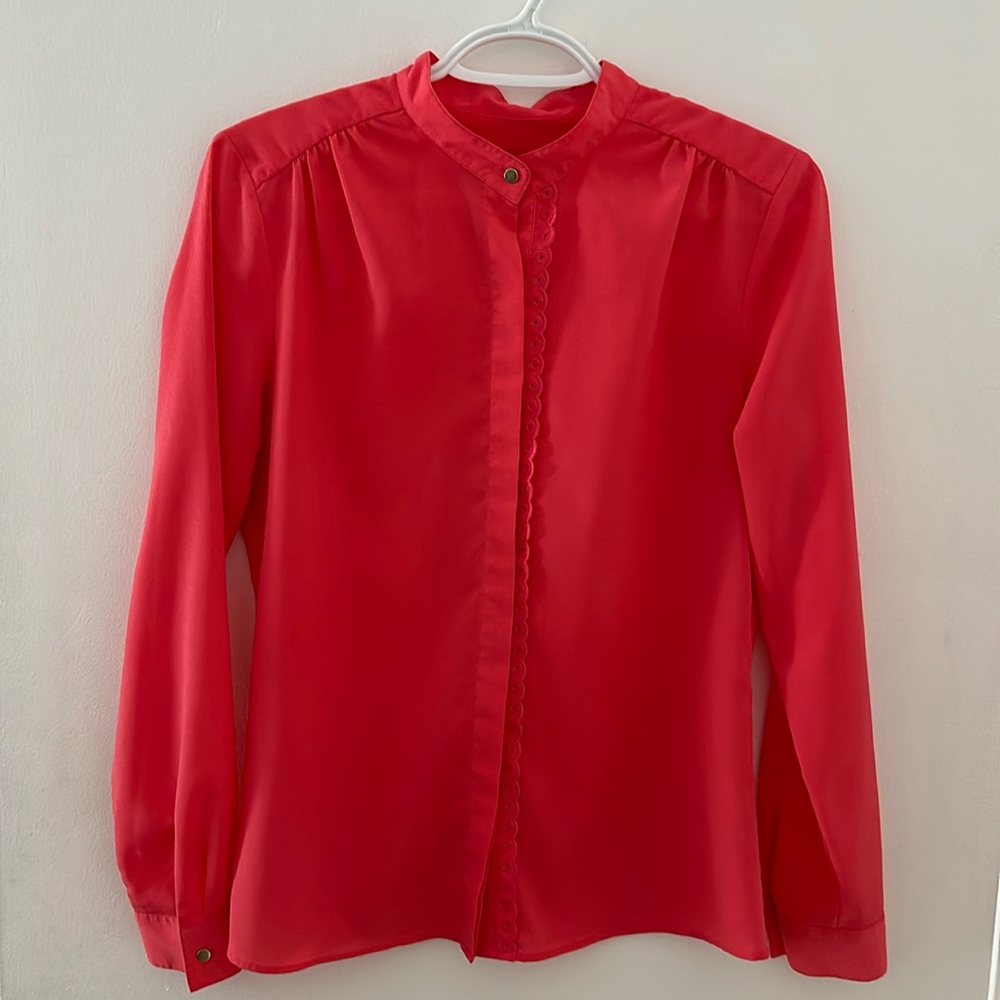Banana Republic Salmon Blouse with Gold Button